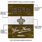 personalized new orleans saints grunge texture gold white blanket best selling