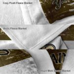 personalized new orleans saints grunge texture gold white blanket best selling