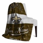 personalized new orleans saints grunge texture gold white blanket best selling