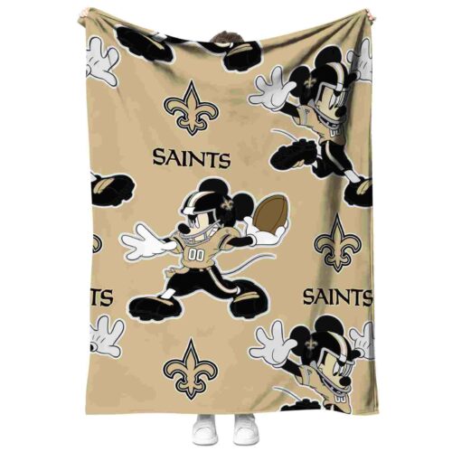 personalized new orleans saints mickey gold blanket best selling