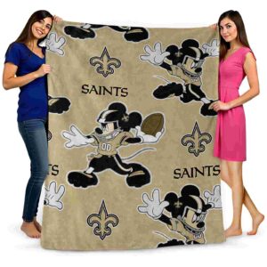 personalized new orleans saints mickey gold blanket fashion forward