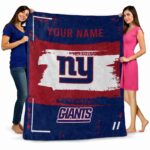 personalized new york giants paint strokes blue white blanket best selling