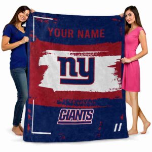personalized new york giants paint strokes blue white blanket fashion forward