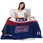 personalized new york giants paint strokes blue white blanket best selling