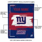 personalized new york giants paint strokes blue white blanket best selling