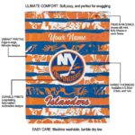 personalized new york islanders floral stripes blue white blanket best selling
