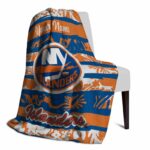 personalized new york islanders floral stripes blue white blanket best selling