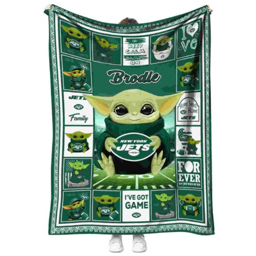 personalized new york jets baby yoda green blanket best selling