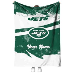 personalized new york jets grunge streaks green blanket best selling