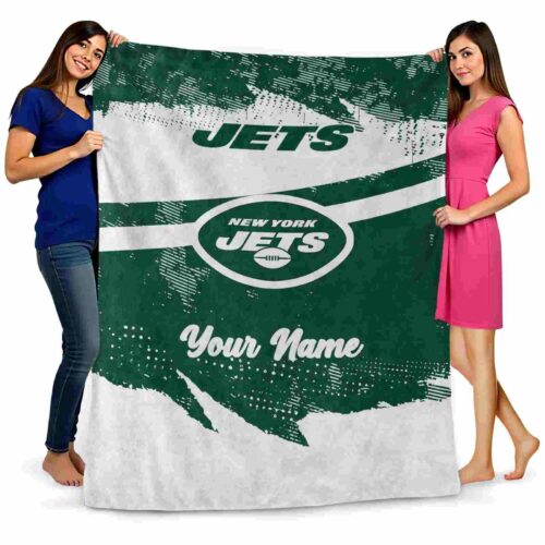 personalized new york jets grunge streaks green blanket fashion forward