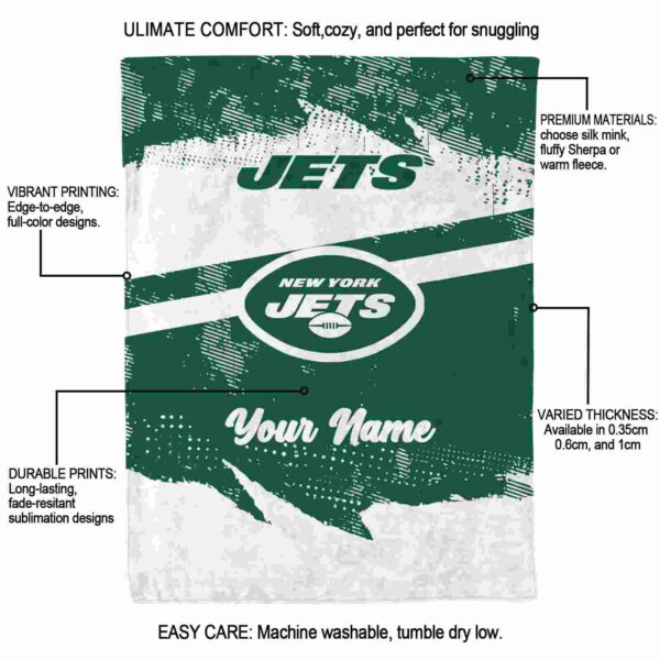 personalized new york jets grunge streaks green blanket new arrival