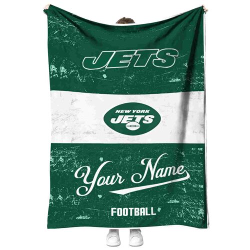 personalized new york jets grunge texture green white blanket best selling