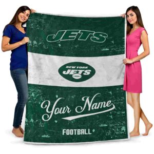 personalized new york jets grunge texture green white blanket fashion forward