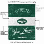 personalized new york jets grunge texture green white blanket new arrival