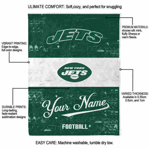 personalized new york jets grunge texture green white blanket new arrival