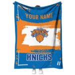 personalized new york knicks paint strokes blue white blanket best selling