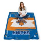 personalized new york knicks paint strokes blue white blanket high quality