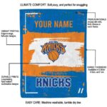 personalized new york knicks paint strokes blue white blanket new arrival