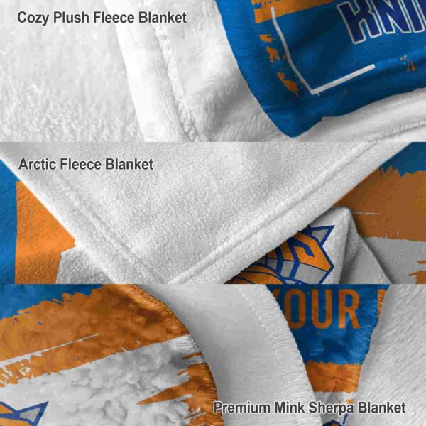 personalized new york knicks paint strokes blue white blanket premium grade