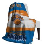 personalized new york knicks paint strokes blue white blanket top rated