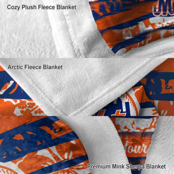 personalized new york mets floral stripes blue white blanket premium grade