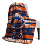 personalized new york mets floral stripes blue white blanket top rated