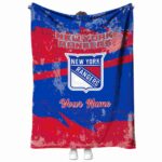 personalized new york rangers grunge streaks blue blanket best selling