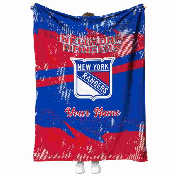 personalized new york rangers grunge streaks blue blanket best selling