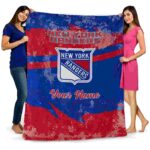 personalized new york rangers grunge streaks blue blanket fashion forward