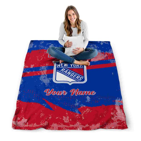 personalized new york rangers grunge streaks blue blanket high quality