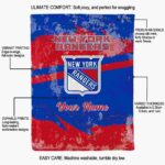 personalized new york rangers grunge streaks blue blanket new arrival