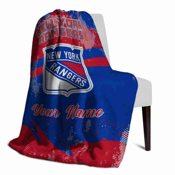 personalized new york rangers grunge streaks blue blanket top rated