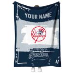 personalized new york yankees paint strokes navy white blanket best selling