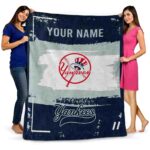 personalized new york yankees paint strokes navy white blanket fashion forward