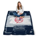 personalized new york yankees paint strokes navy white blanket high quality
