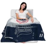 personalized new york yankees paint strokes navy white blanket latest model