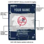 personalized new york yankees paint strokes navy white blanket new arrival