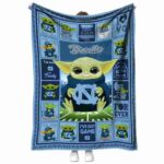personalized north carolina tar heels baby yoda light blue blanket best selling