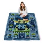 personalized north carolina tar heels baby yoda light blue blanket best selling