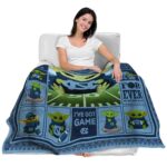 personalized north carolina tar heels baby yoda light blue blanket best selling