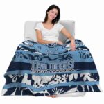 personalized north carolina tar heels floral stripes light blue white blanket best selling