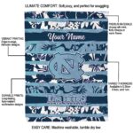 personalized north carolina tar heels floral stripes light blue white blanket best selling