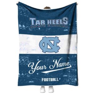 personalized north carolina tar heels grunge texture light blue white blanket best selling