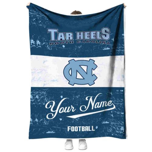 personalized north carolina tar heels grunge texture light blue white blanket best selling