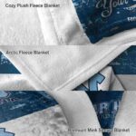 personalized north carolina tar heels grunge texture light blue white blanket best selling