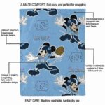 personalized north carolina tar heels mickey light blue blanket best selling