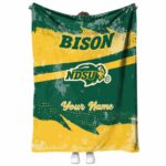 personalized north dakota state bison grunge streaks green blanket best selling