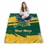 personalized north dakota state bison grunge streaks green blanket best selling