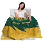 personalized north dakota state bison grunge streaks green blanket best selling