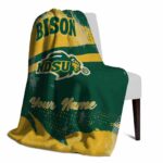 personalized north dakota state bison grunge streaks green blanket best selling